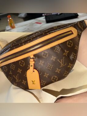 Louis Vuitton Monogram Bum Bag in Brown with Tan Trim